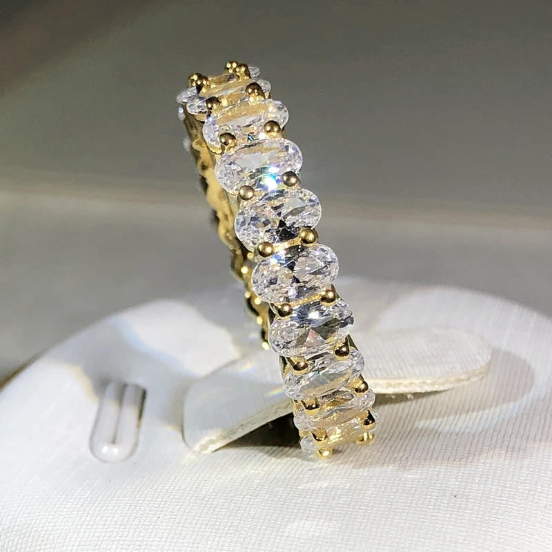 Luxury Charming Oval Crystal Engagement Promise Rings for Women 925 Sterling Silver Jewelry Shiny CZ Zircon Wedding Ring