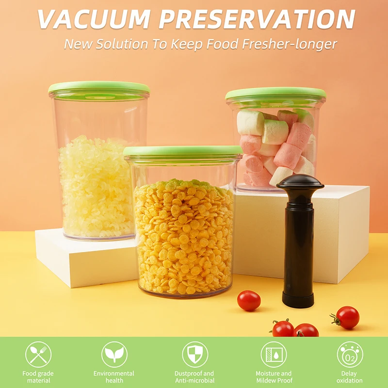 LAIMENG Vacuum Container Large Capacity Food Saver Storage Plastic Containers With Pump1000ML+1500ML+2000ML S297