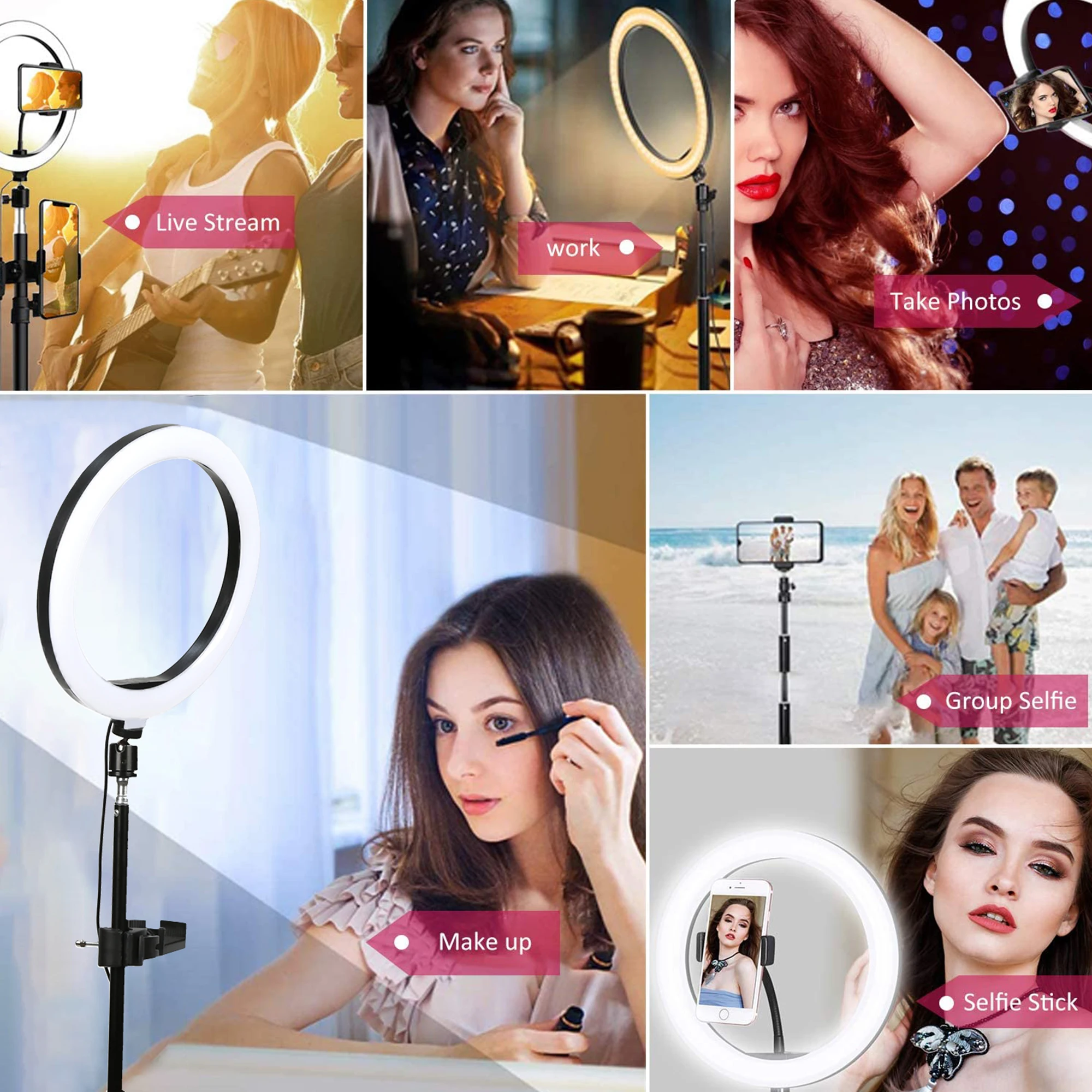 10 "Vòng LED Ánh Sáng Chụp Ảnh Selfie Ring Chiếu Sáng Có Chân Đế Cho Điện Thoại Thông Minh Youtube Trang Điểm Video Phòng Thu Chân Máy Nhẫn Ánh Sáng