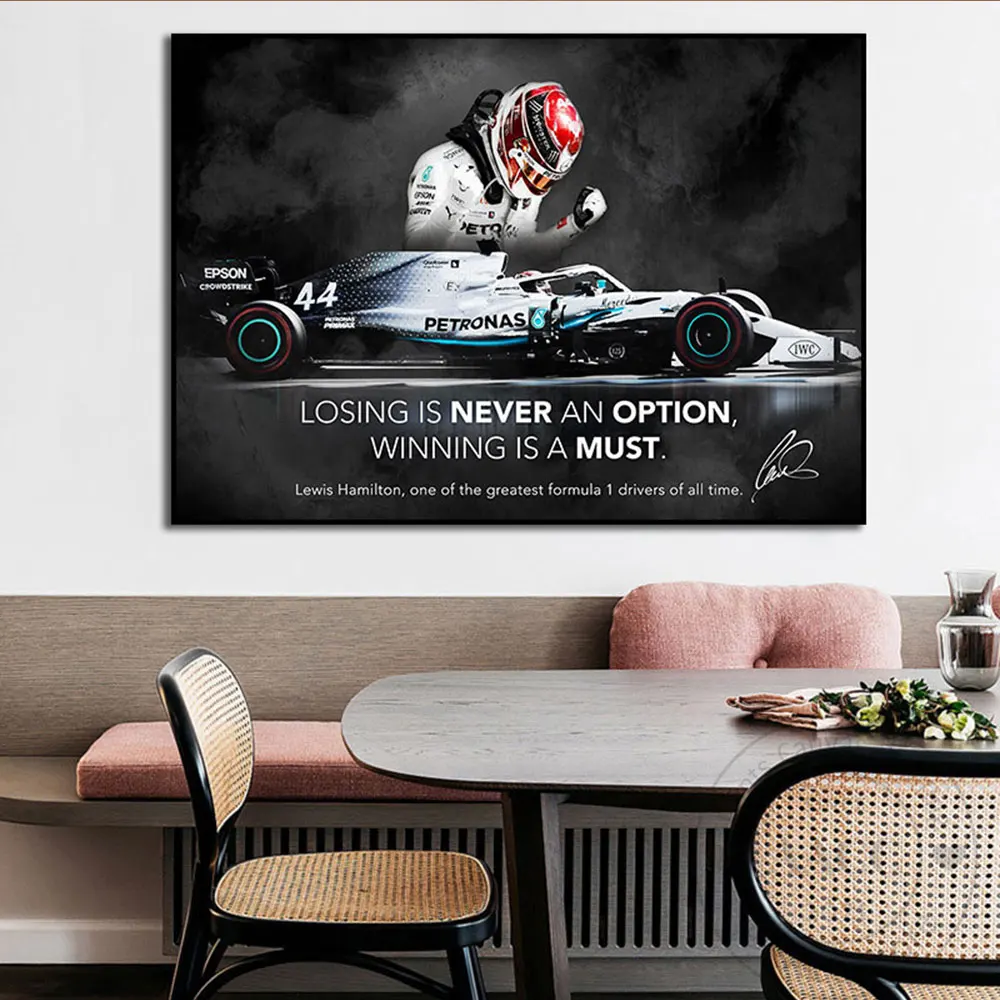 F1 Car Inspirational Quote Poster Canvas Printed Hamilton Motivational Picture Painting Wall Art Home Room Office Decoration