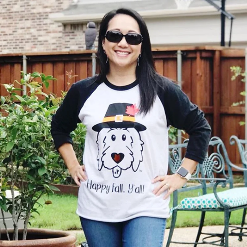 

Christmas Female Tshirt Thanksgiving Day Tops Cool Happy Fall Yall Women T-shirts Long Sleeve Tee Thankful Top Womens Fashion