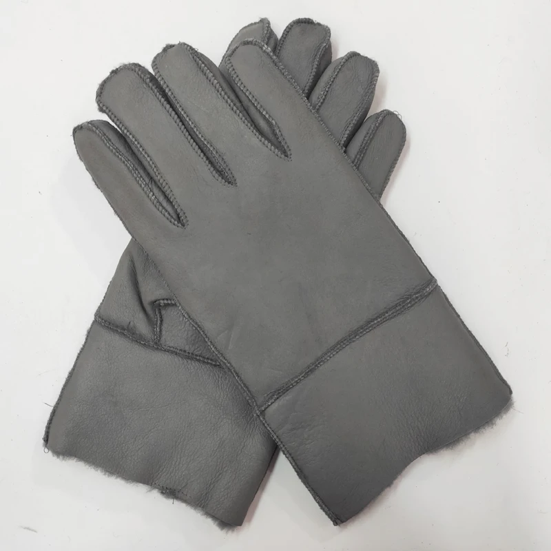 Guantes Térmicos de piel de oveja auténtica para hombre, manoplas térmicas de piel de cabra, Cachemira, cuero Real para nieve, Manual, invierno,