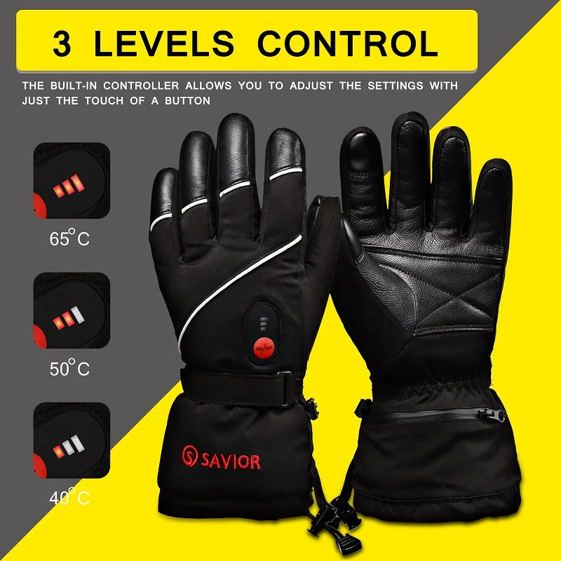 SAVIOR Winter Men Women Rechargeable Battery Heated Gloves For Skiing Mortorcycle Riding Hiking Hunting Fishing Thermal Mittens