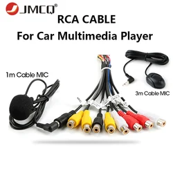 JMCQ Universal Car Radio RCA Output Wire Cable With Microphone Video Output/input Audio Subwoofer 3m microphone optional