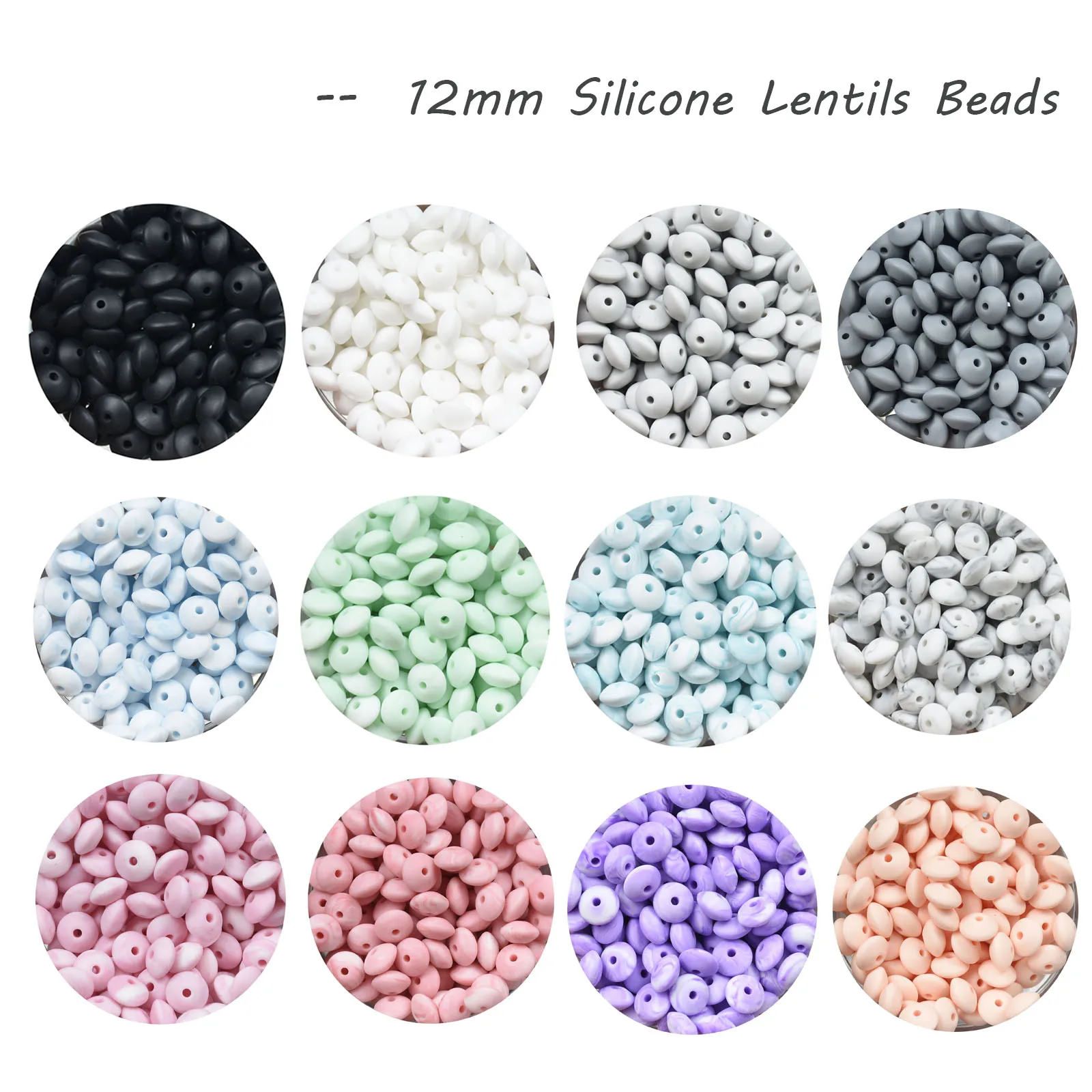 

50 PCS Silicone Lentil Beads Teething Necklace Baby Abacus Teething Beads Silicone BPA Free DIY Charms Newborn Nursing Accessory