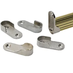 2Pcs Zinc Alloy Oval Wardrobe Rail Bracket Wall Mounted 16 19 22 25mm Hanging Rod End Supports Closet Tube Pipe Brackets