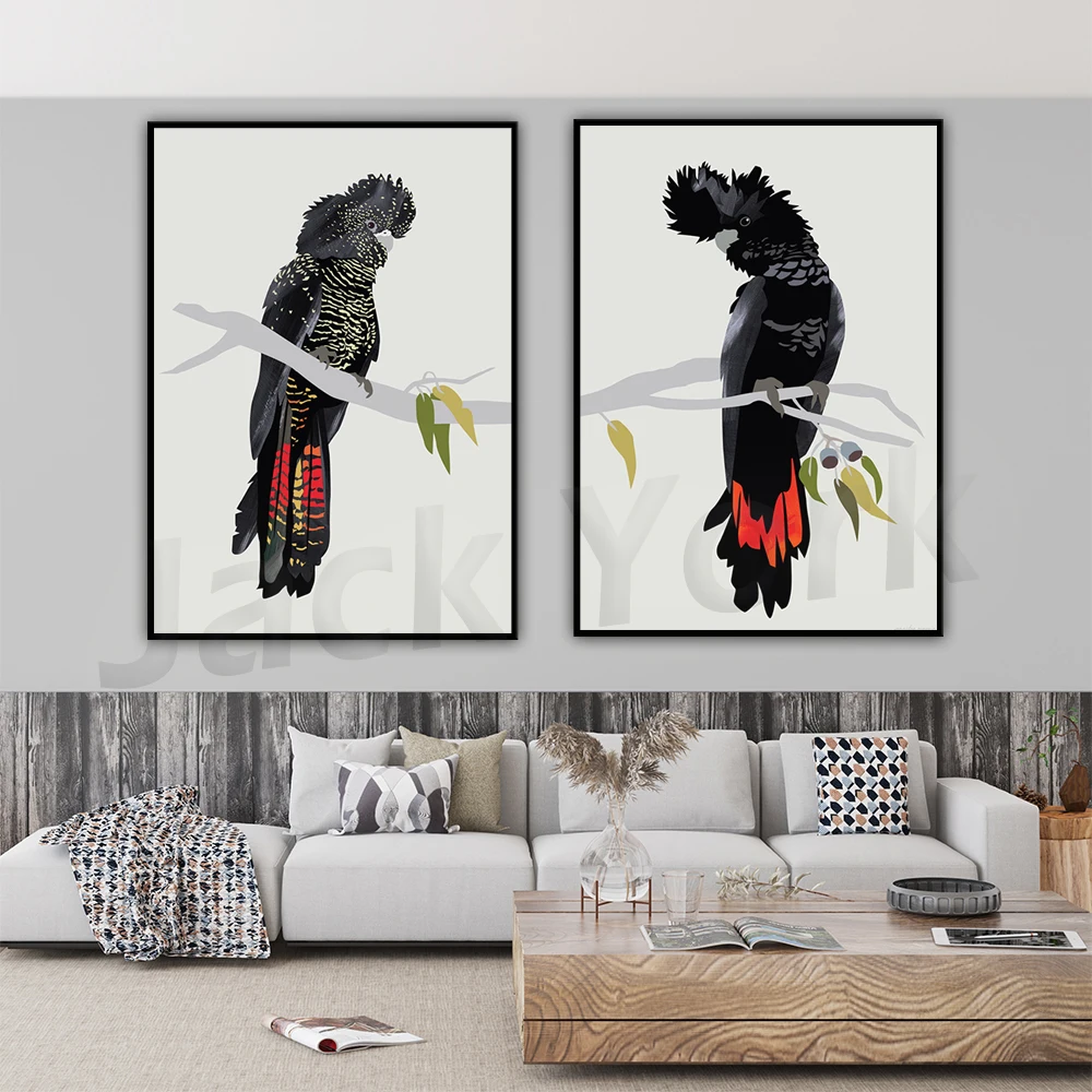 Black Cockatoos  Prints, Red-tailed Black Cockatoos Downloads, Printable Black Cockatoos Wall Art, Australian Bird Prints,