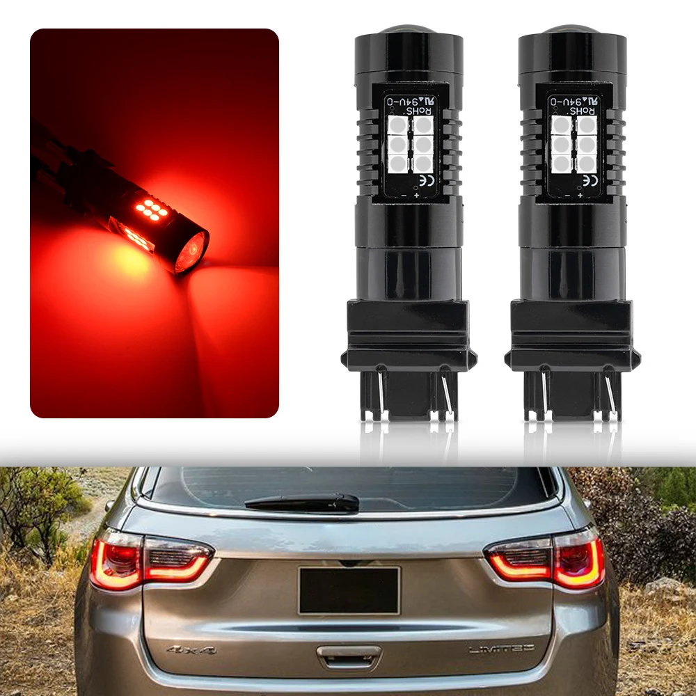 

2Pcs Red Canbus No error T20 W21/5W 7443 LED Bulb For Jeep Compass 2017 2018 2019 LED Stop Brake Light