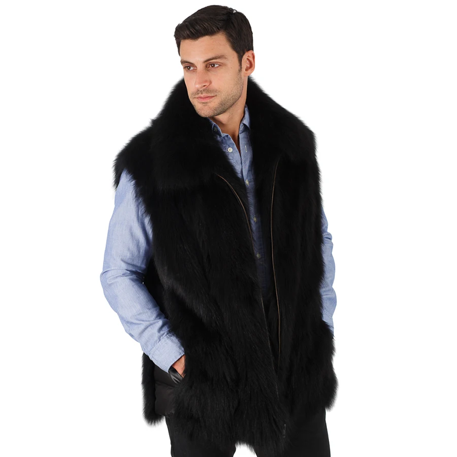 

Natural Fur Vest Men Waistcoat Real Fox Fur Gilet Winter Warm Fashion Fur Coat Available