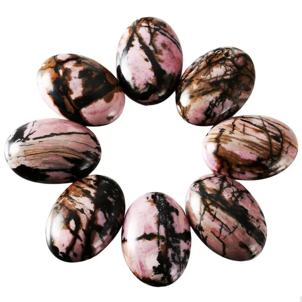 Natural Rhodonite Stone Bead Cabochon 8x10mm,10x14,12x16,13x18,18x25,22x30mm Oval Gem Stone Cabochon Ring Face,10pcs/lot