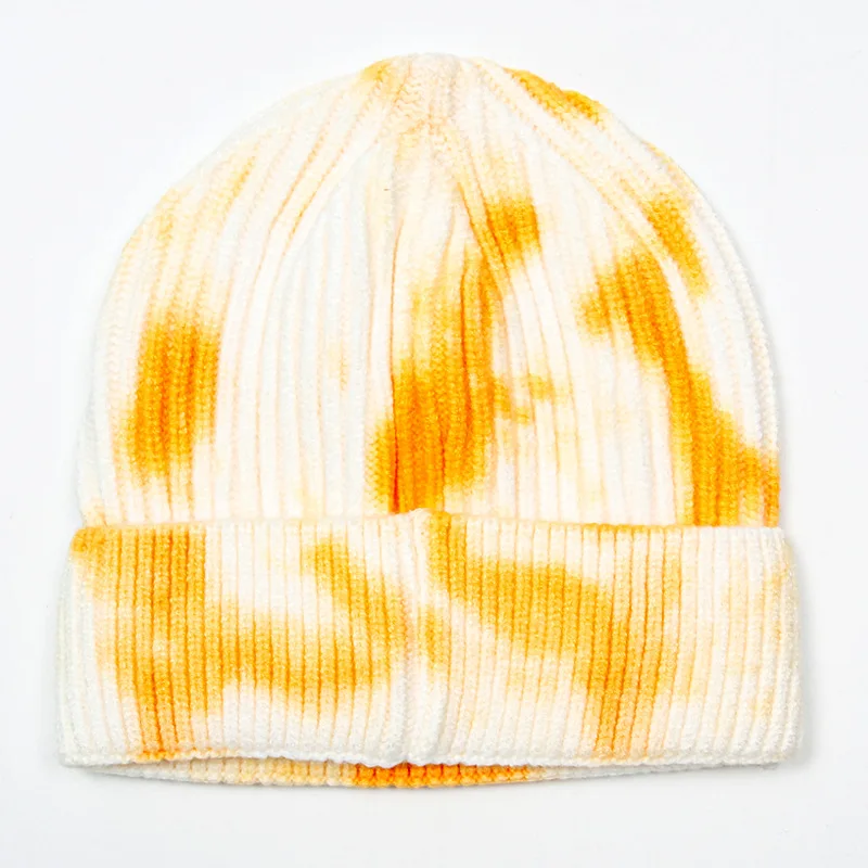 W16 Bubble Hat Tie-dye Woolen Knit Hat Isn Korean Version Japanese Melon Leather Hat Hip-Hop Street Wild Landlord Hat Baotou