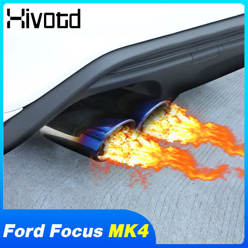 Car Exhaust Pipe Exterior Modification Tail Silencer Muffler Stainless Steel For Ford Focus MK4 ST Line Accessories 2019 2020