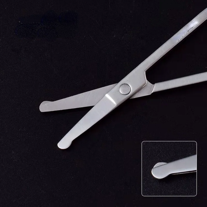 100% New 1pc 3.5" Stainless Steel Mini Portable Curved Mustache Nose Ear Hair Remover Scissor Trimmer Safety Tips