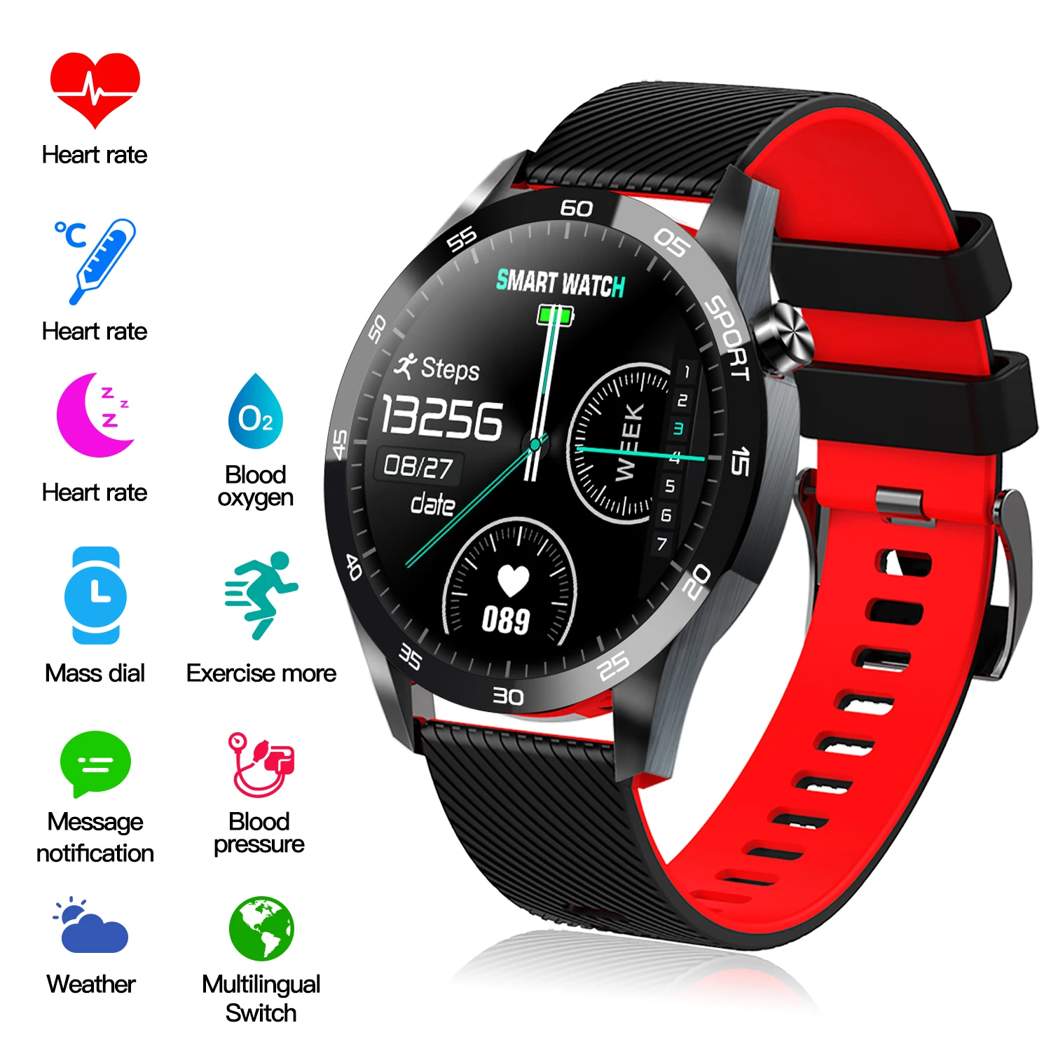 

New Arrival Smart Bracelet Body Temperature Breathing Training Function Blood Oximeter Sports Bracelet Heart Rate Smart Watches