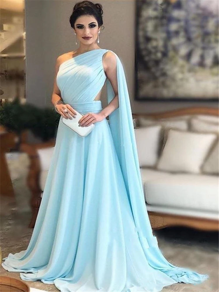 

One Shoulder Chiffon 2023 Mother Of The Bride Dresses Sleeveless Illusion Back A-Line Modest Wedding Party Gowns