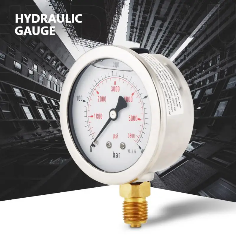 

0-400Bar Hydraulic Pressure Gauge 0-5800PSI G1/4 63mm Dial Pressure Gauge Meter Pressure Measuring Tool