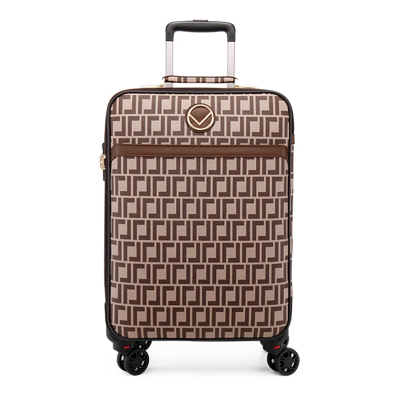 New Women vintage pu leather rolling luggage fashion trolley suitcase Men luxury trolley travel bag high quality carry-ons