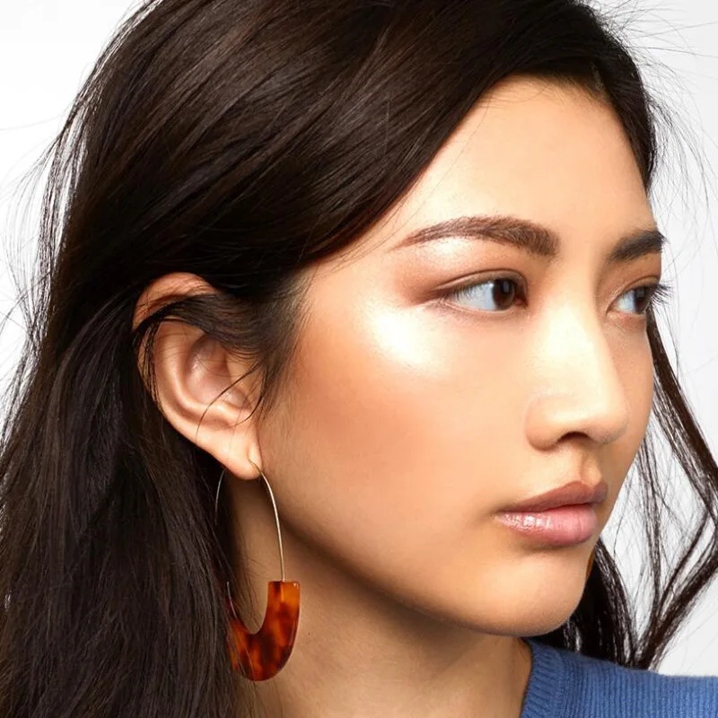 Women\'s Earrings Acrylic Boho 2020acetate Dangle Earrings Fashion Big Bohemia Accessories U-shaped Luxury Trendy Face