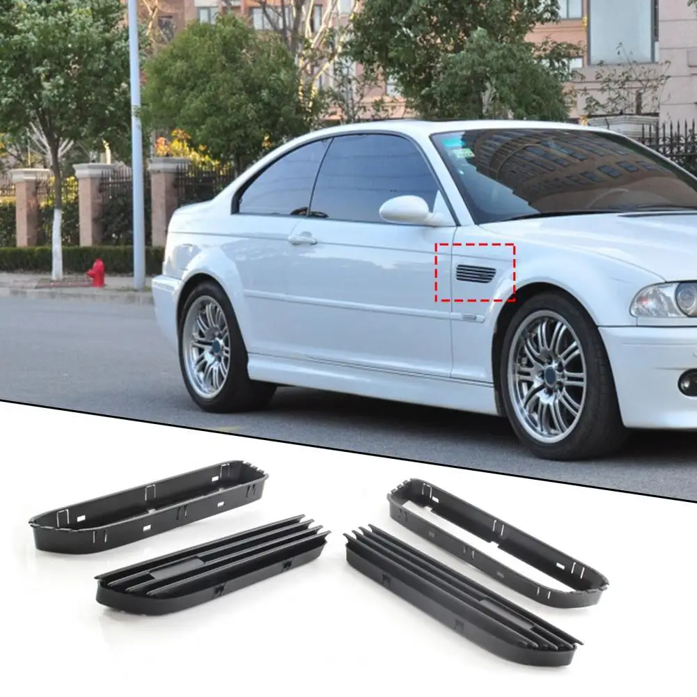 2Pcs Side Fender Vent Grill Perfect Match ABS Side Fender Air Flow Vent Grille Modification for BMW 3 Series M3 E46 2001-2006