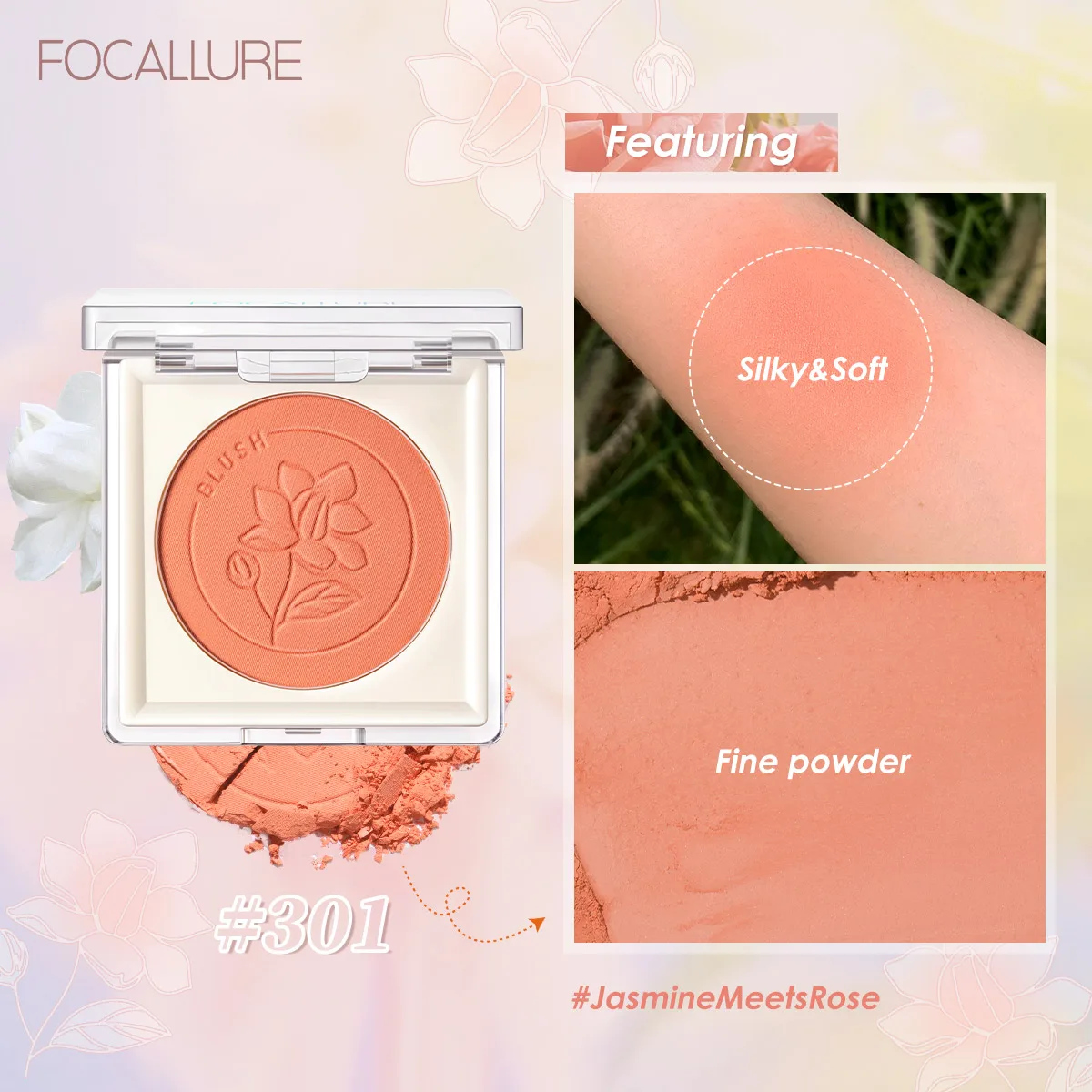 FOCALLURE 11 Colors Blush Makeup Palette Mineral Powder Red Rouge Lasting Natural Nude makeup Pink Blush Cosmetic