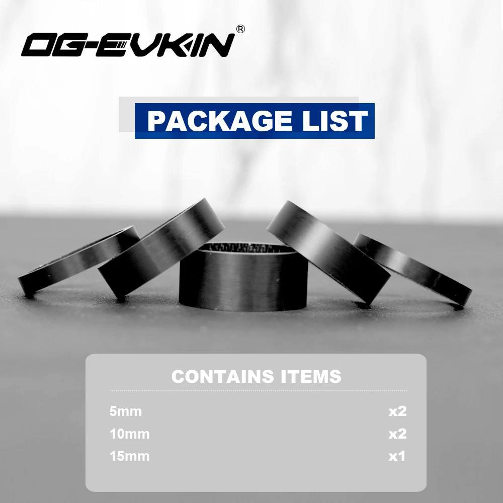 OG-EVKIN CS-1-M 탄소 섬유 헤드셋 스페이서 세트, 자전거 프론트 포크 1-1/8 인치 28.6mm UD 매트 스템, 프론트 포크 조정 스페이서 세트