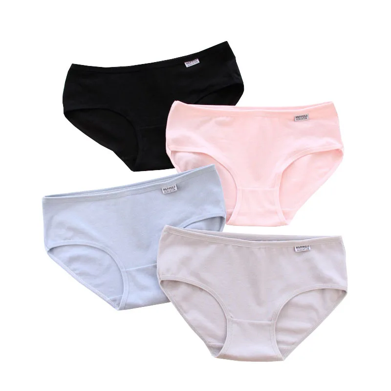 5pcs/Lot Girl Cotton Candy Colors Panties Briefs Shorts Pants For Ladies Women Waist 28cm Healthy Quality Underwears Gray Black