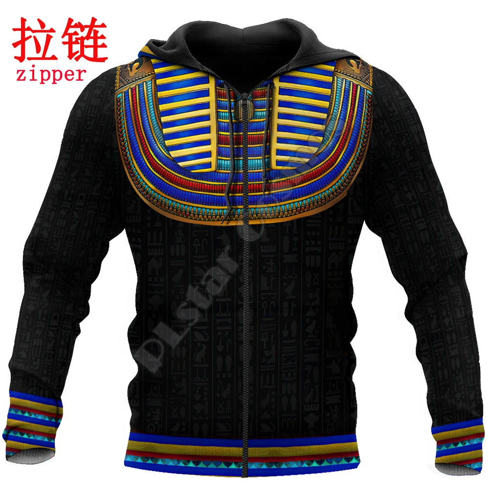 Ancient Egypt Pharaoh 3D full Printing Men Autumn Hoodie Unisex Hooded sweatshirt Streetwear Casual zipper hoodies DK338