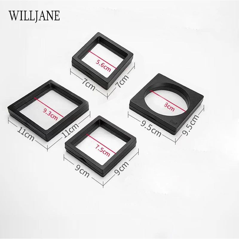 Edelstein Steine Ring Display Halter Transparent PE Film Schmuck Präsentation Box Armband Anhänger Rahmen Staubdicht Stehen 3D Suspension