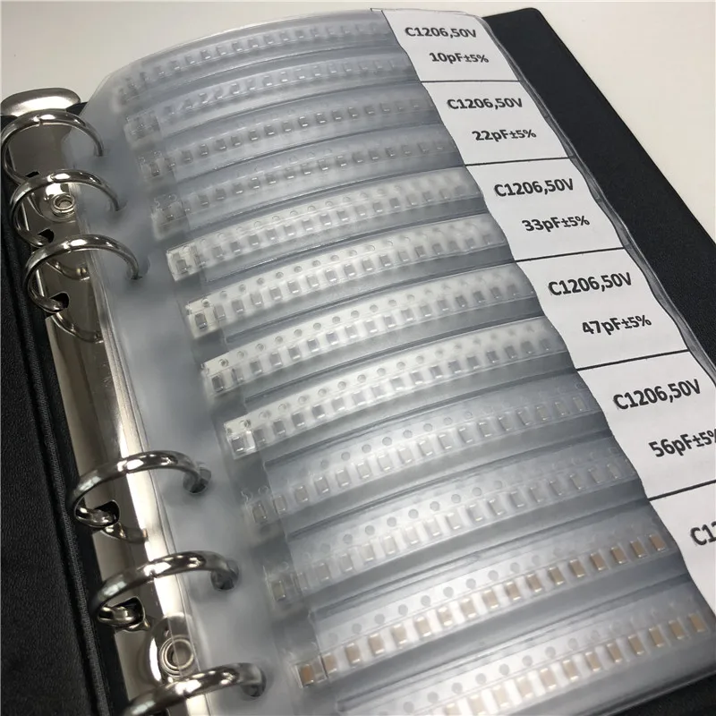 1206 SMD SMT Chip Capacitor Sample book  Assorted Kit  38valuesx50pcs=1900pcs (10pF to 22uF)