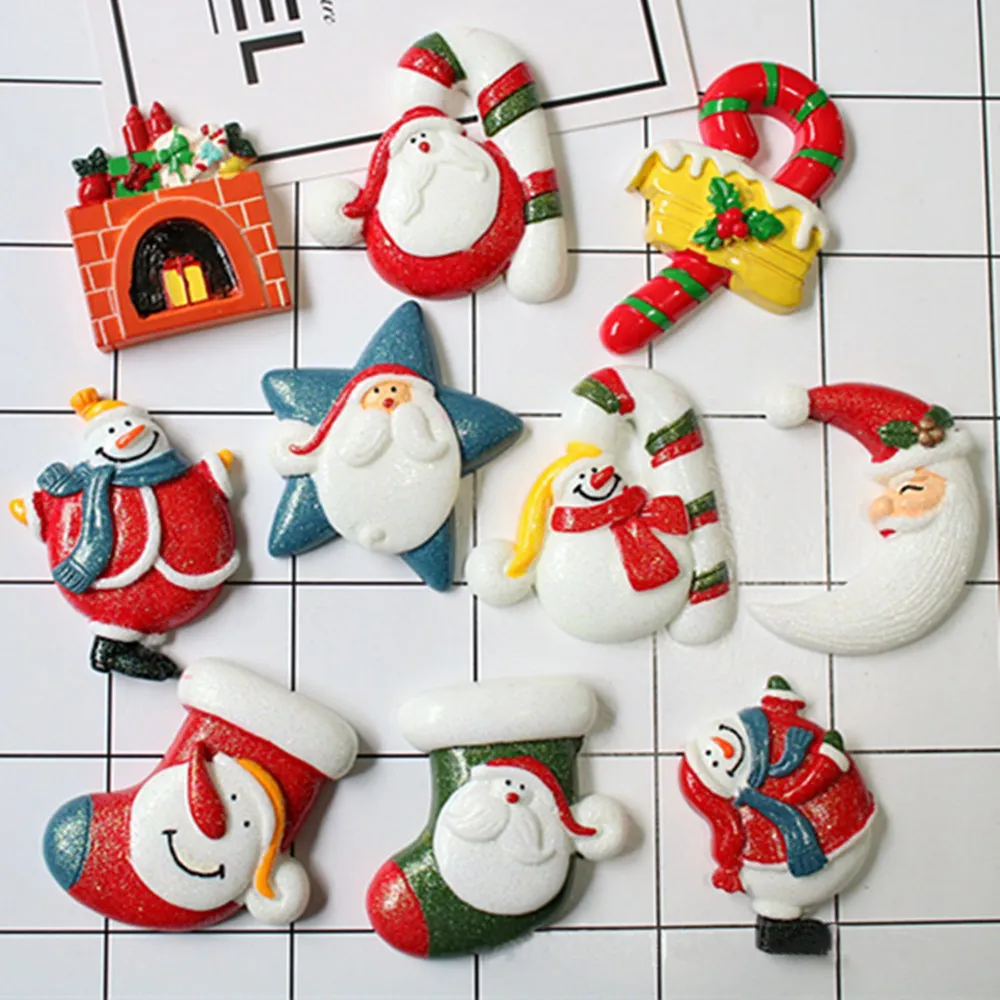 50pcs/lot Big Christmas snowman stocking 3D resin patch for diy fridge magnet phone hair accessories wholesale