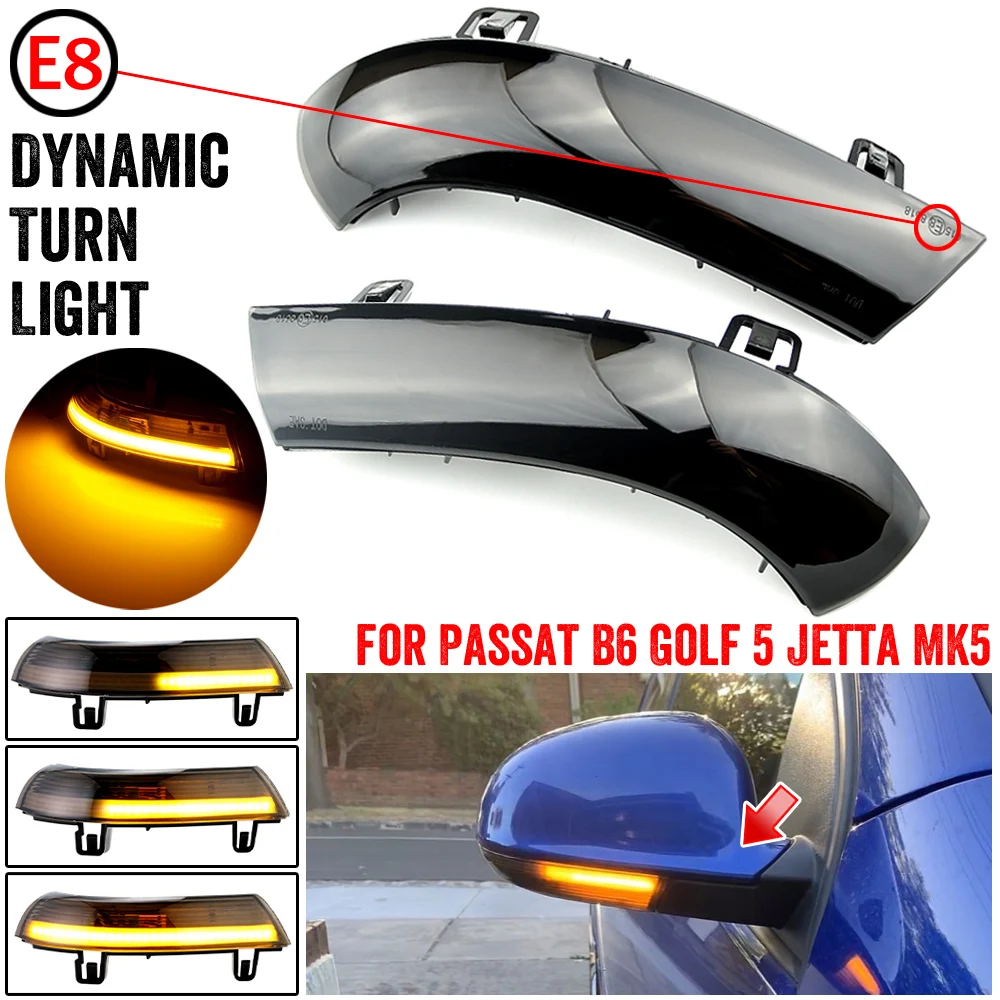 2pcs For VW GOLF 5 GTI V MK5 Jetta Passat B5.5 B6 Sharan Superb EOS Dynamic LED Turn Signal Light Side Wing Mirror Indicator