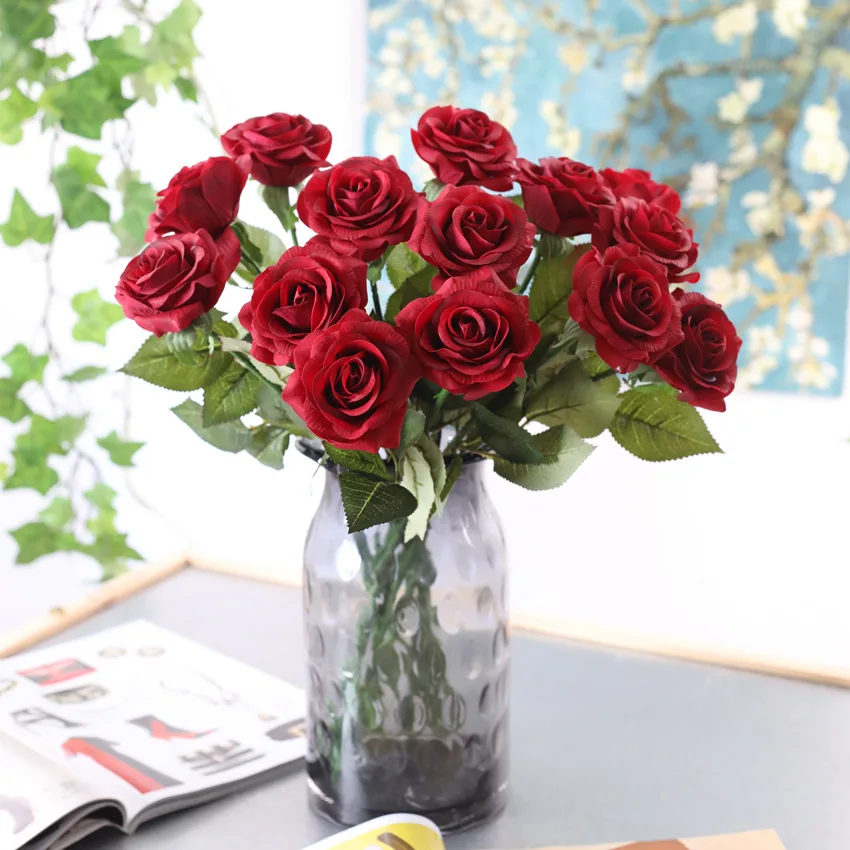 

Artificial Rose Flowers, Silk Flowers, Latex, Real Touch Rose, Wedding Bouquet, Home Decoration, Party Design, 10Pcs, Lot