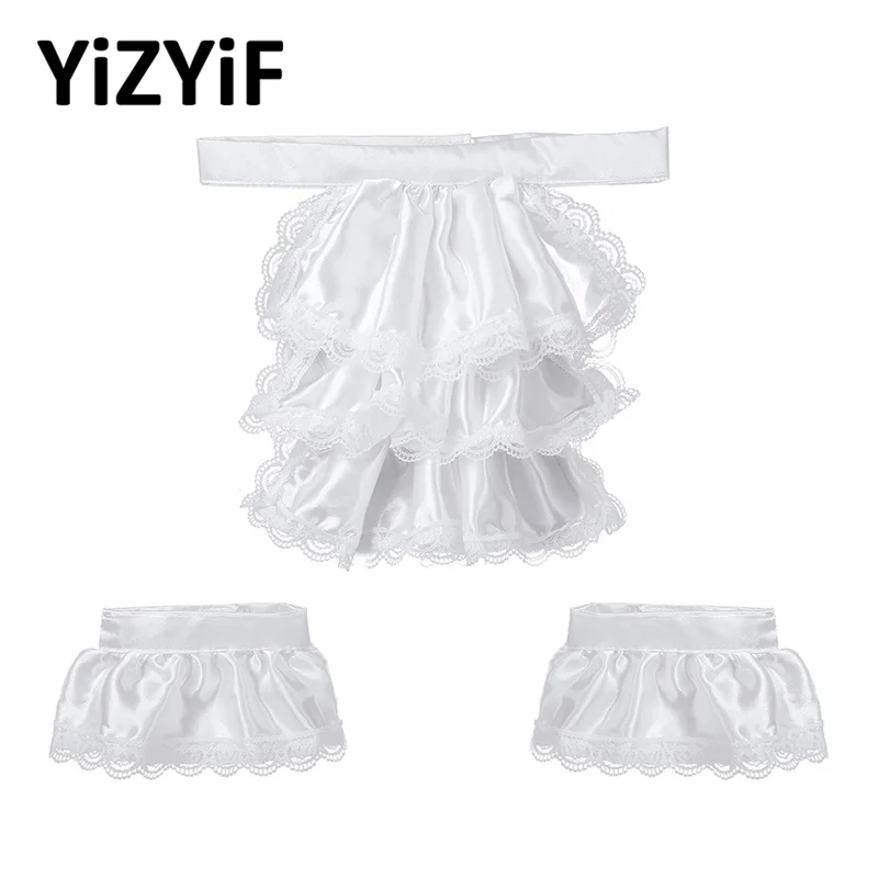 YiZYiF Fake collar for Kids/Adults Victorian Lace Jabot and Cuffs Set Stage Party Colonial Pirate Steampunk Costume Accessory