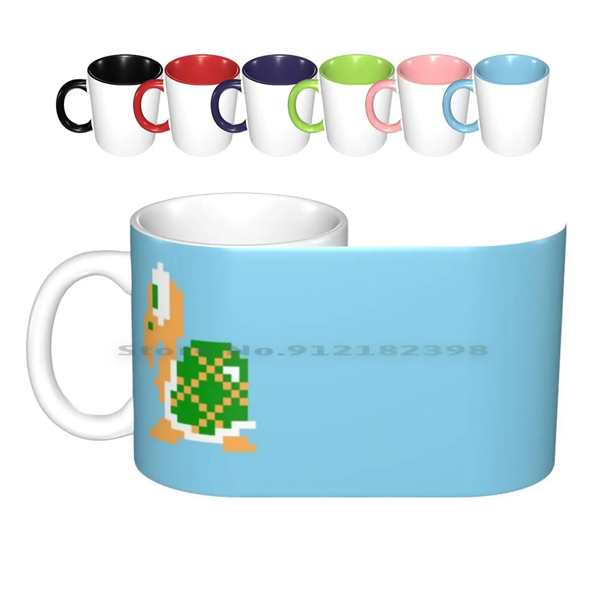 8 - Bit Turtle Ceramic Mugs Coffee Cups Milk Tea Mug Turtle Nes Retro Koopa Super Troopa Creative Trending Vintage Gift Bottle C