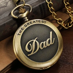 Vintage Bronze Pocket Watch 2022 THE GREATEST DAD Men FOB Chain Pendent Retro  Quartz Pocket watches Gifts Relogio De Bolso