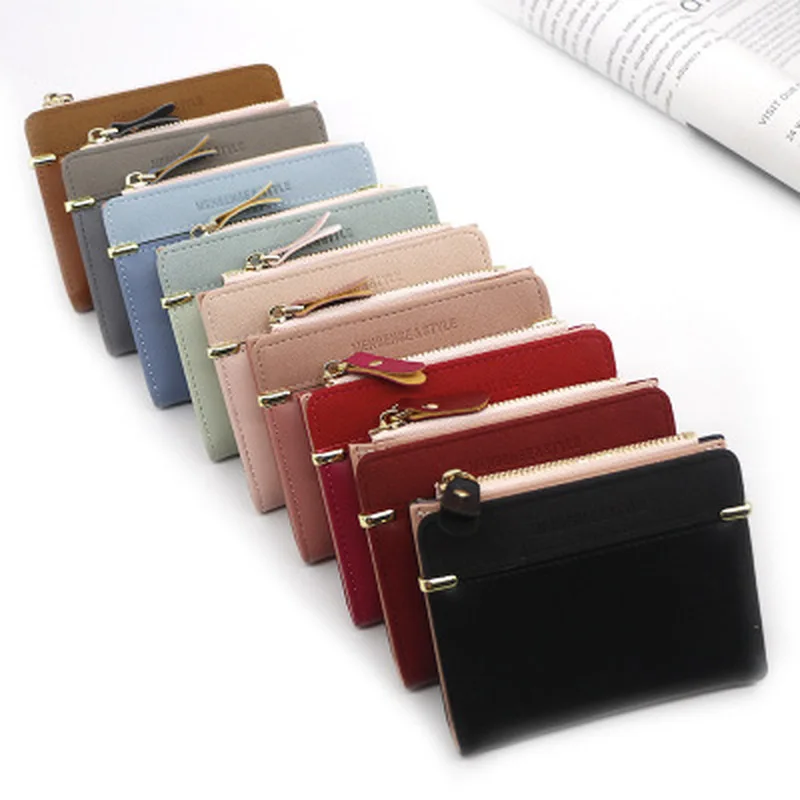 

Short Women Wallet 2021 PU Leather Coin Purse Female Napkin Storage Card Holder Ladies Pouch Mini Clutch Bag Girls Gifts