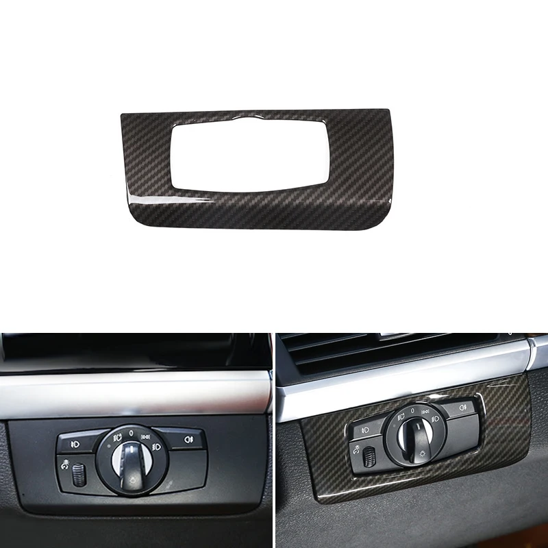 

Car Styling Carbon Fiber Texture Interior Headlight Switch Frame Cover Trim For BMW X5 X6 E70 E71