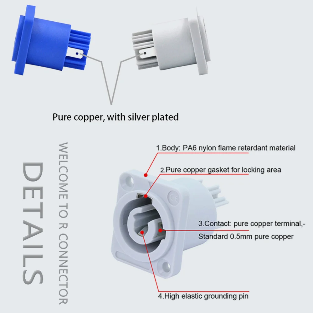 1pc 20A Powercon Chassis Connector 3 pin NAC3MPA-1 NAC3MPB-1 Female Socket Terminals for Electric Drill LED Screen Stage Lights