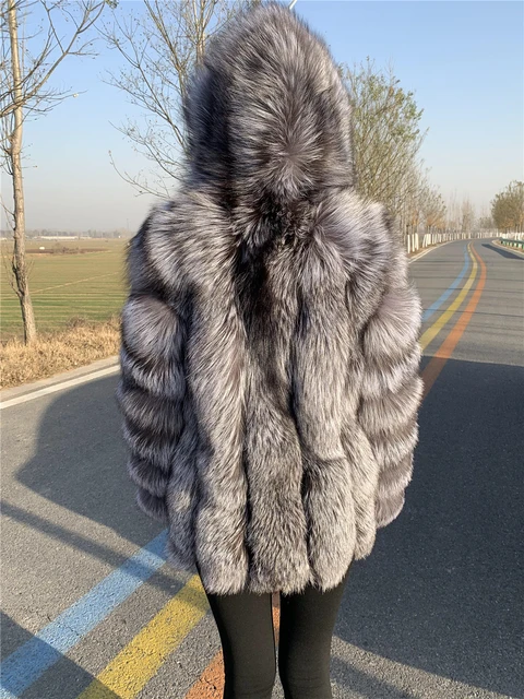 Silver fur jacket deals