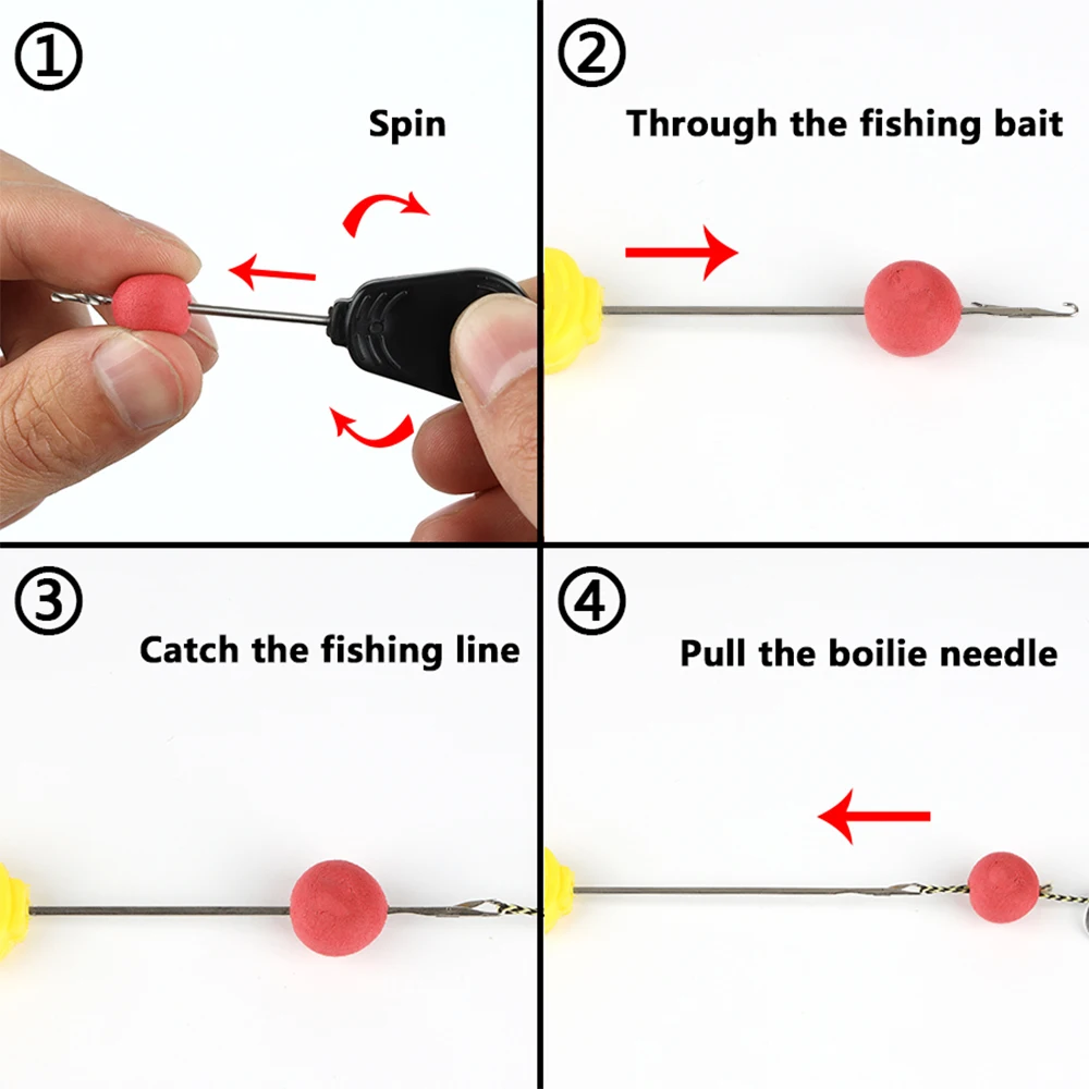 W.P.E Fishing Tool Accessories 4 Pcs/1Set Boilie Needle Set Kit Tool Stainless Baiting Drill Stringer Needle Carp Fishing goods