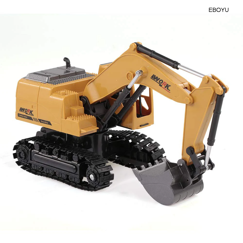 EBOYU 3853 2.4Ghz 8CH 1:24 RC Excavator Mini RC Truck Alloy Metal Simulated Excavator w/ Music LED Light Gift Toy for Kids