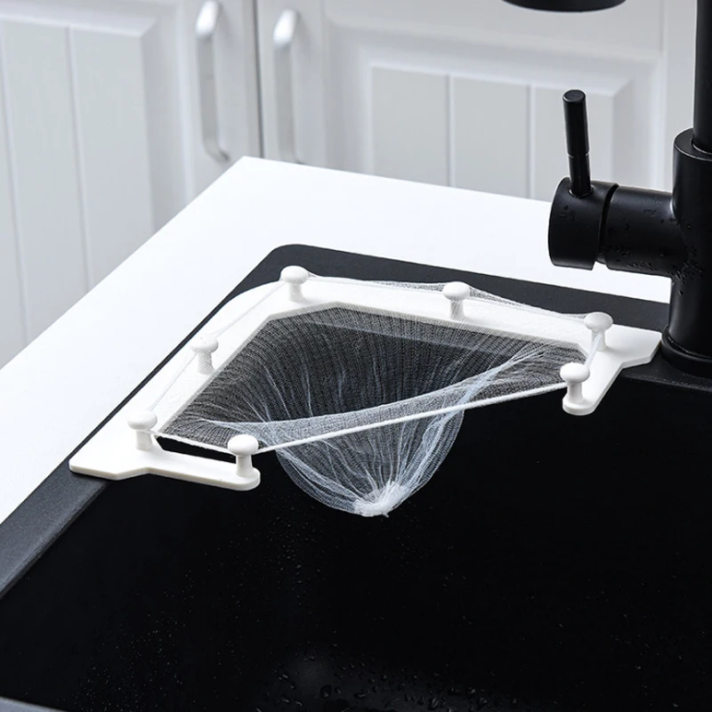 Dissipador de cozinha triangular filtro malha saco não-limpo descartável dreno rack sobras sopa resíduos de alimentos escorredor pia acessórios