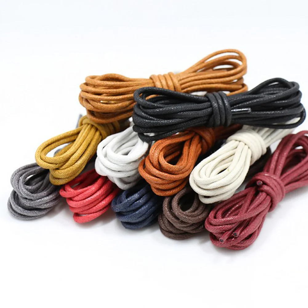 

1 Pair Cotton Waxed Shoelaces Round Oxford Shoe laces Boots Laces Waterproof Leather Shoelace Length 80/90/100/120cm