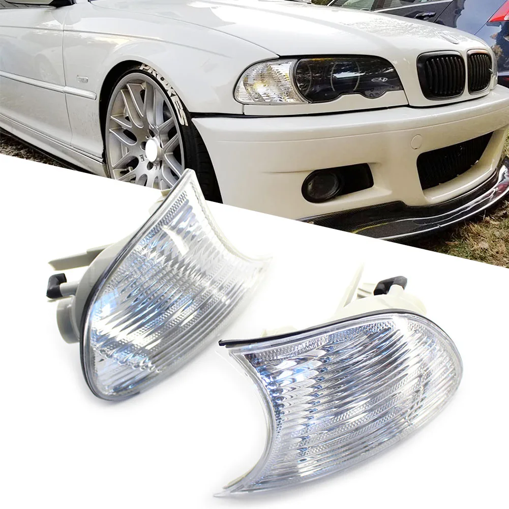 1pair Car Corner Light Turning Lamp Clear Lens Cover For BMW E46 3-Series 2DR 2000 323Ci/ 328Ci Base Coupe & 2001 325Ci / 330Ci