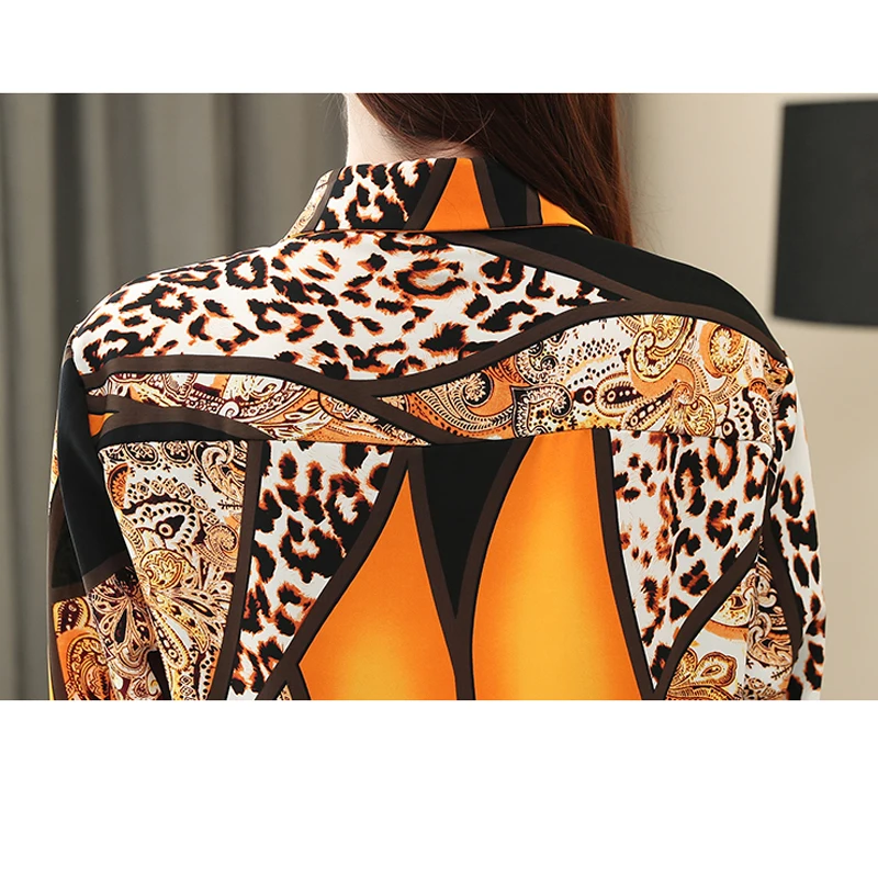 Spring New Korean Printing Leopard Chiffon Blouses Women Long Sleeve Shirts Button Ladies Tops 2021 Blusas Mujer De Moda 8092 50