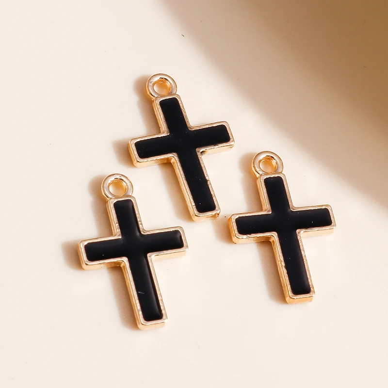 10pcs/lot 11*17mm 4 Color Cute Enamel Cross Charms for Earrings Pendants of Necklaces Bracelets DIY Jewelry Making Accessories