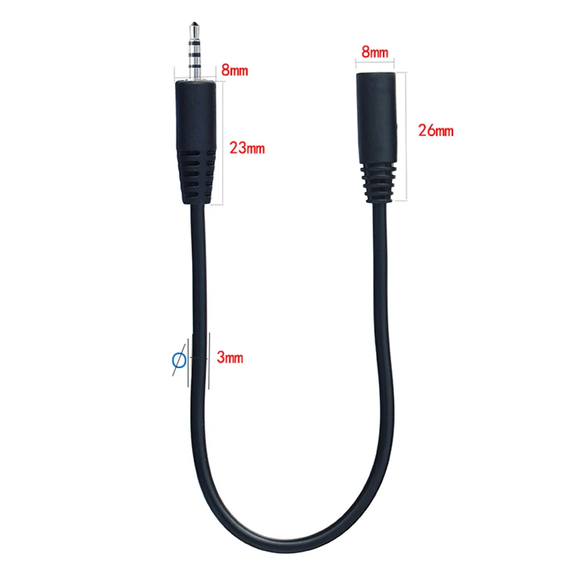 0.5M 1.5M 4 polak stereo 2.5mm Jack męski do żeńskiego przedłużacz kabla Audio