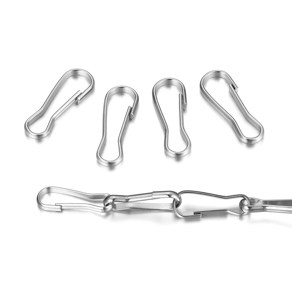 30pcs Stainless Steel Snap Spring Clip Clasp Keychain Buckle Hooks Rings Lanyards Hanging Keychaine Keyring Connector Accessory