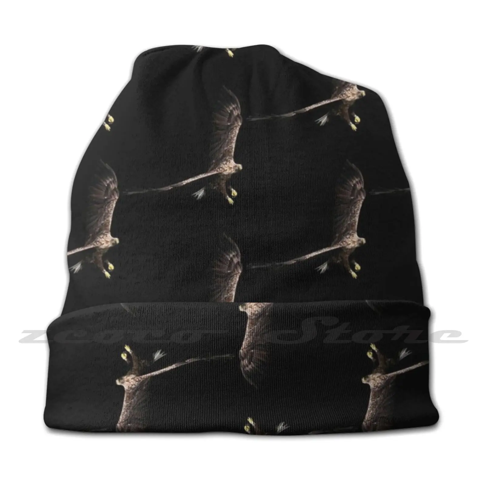 White Tailed Eagle Adult Kids Knit Hat Hedging Cap Outdoor Sports Breathable Bird Eagle White Blue Tailed Fly Yellow Sky Above