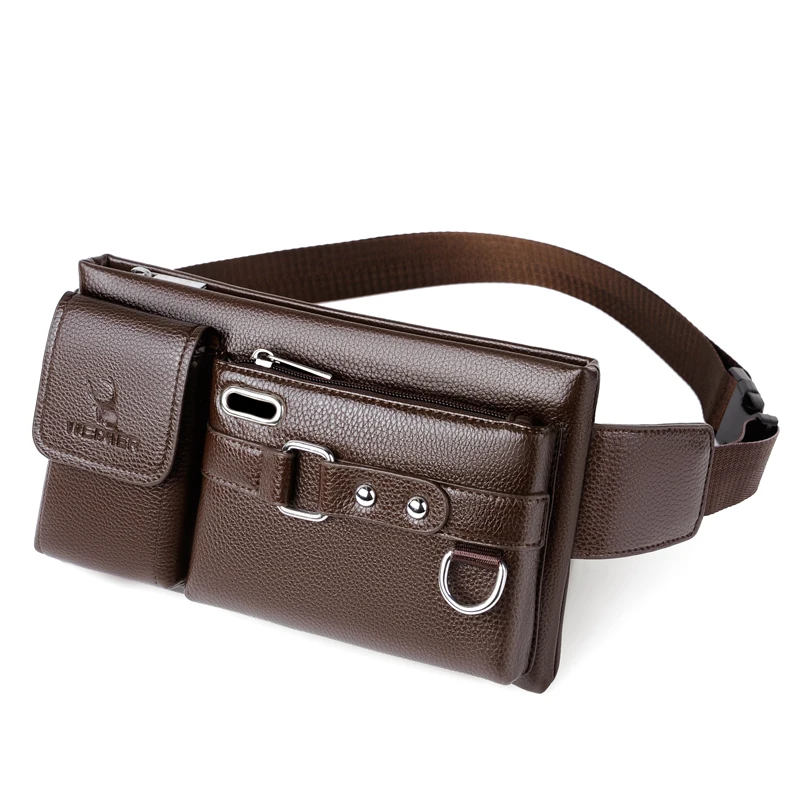 New Luxury Brand Waist Bag Men Leather Fanny Pack Chest Bag Male Casual Belt Sling Crossbody Bags Bum Bag Belly Waist Packs 허리가방